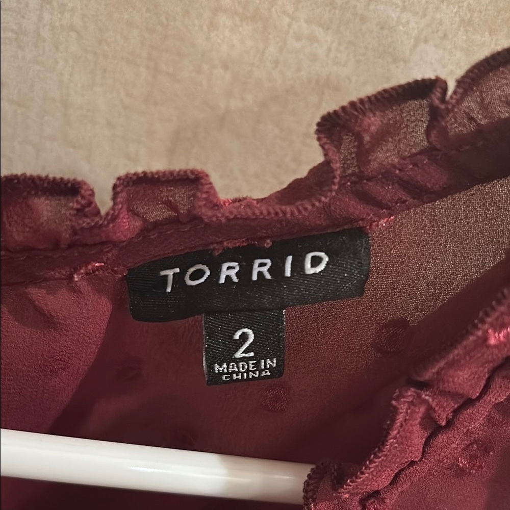 Torrid Red Flutter Sleeve Ruffled Blouse - Picture 2 of 3